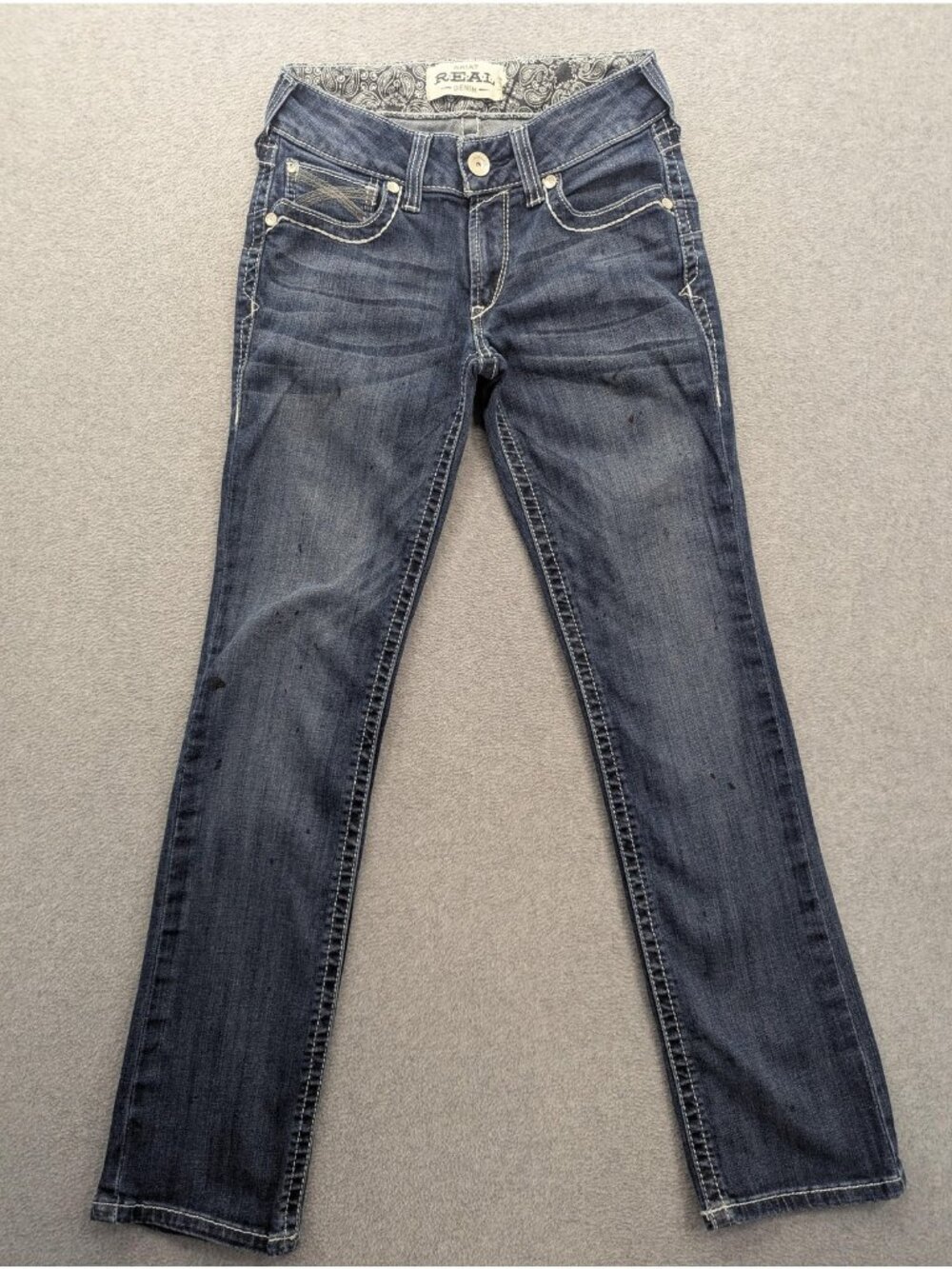 Ariat REAL Dresden Mid Rise Straight Jeans Womens 27S Blue Medium Wash Denim